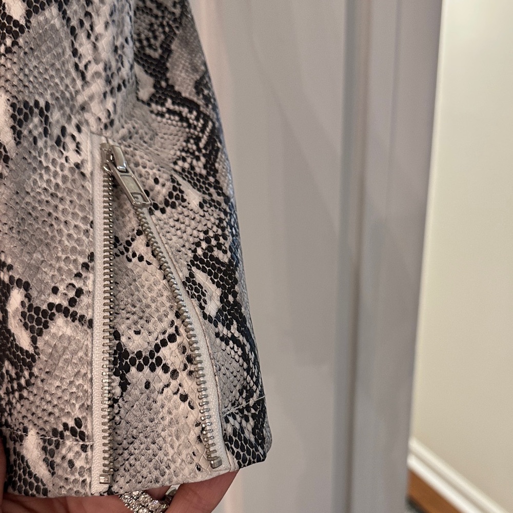 Talk of the Walk Snake Print Leather Jacket - Black and White - Picture 2 of 4